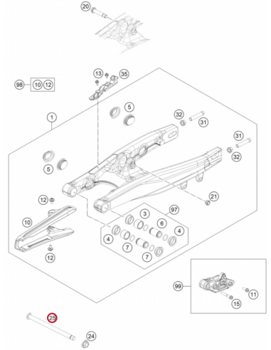 Eje de Basculante KTM SX 65 2024- + Husqvarna...