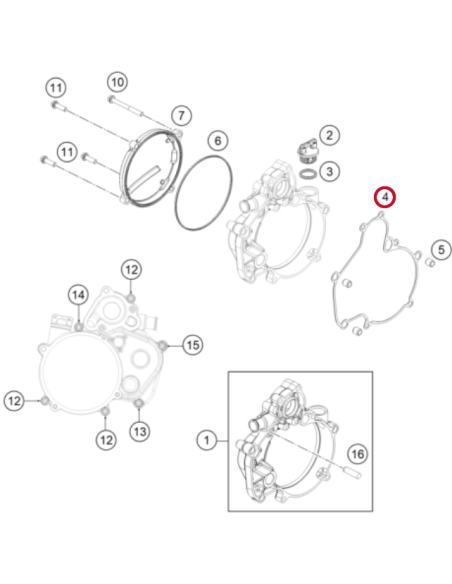 Junta Interior Tapa de Embrague Original KTM SX 50 2009- + Husqvarna TC 50 2017- + GasGas MC 50 2021-