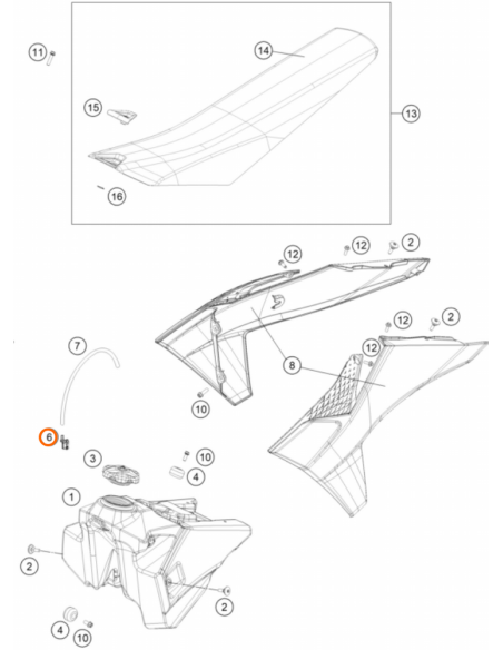 Portacables / Respiradero Depósito Gasolina Derecha Original KTM/Husqvarna/GasGas