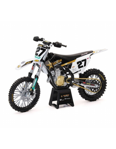 Moto miniatura NewRay Husqvarna FC 450 Rockstar Factory Racing 2023 #27 Malcon Stewart (escala 1:12)