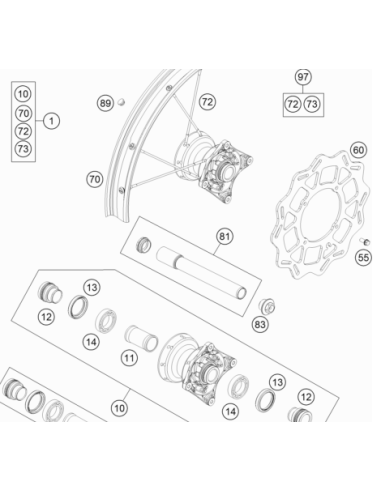 Eje de Rueda Delantera Completo (KTM/HVA/GG)