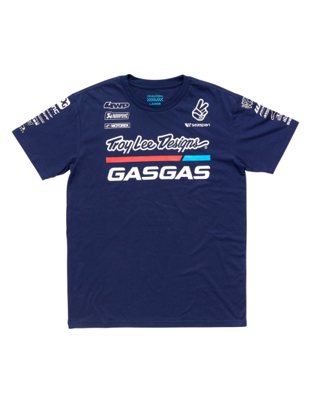 Camiseta Infantil Manga Corta GasGas Troy Lee Designs Azul Marino (TLD GG Team Short Sslee Tee)