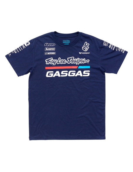 Camiseta Infantil Manga Corta GasGas Troy Lee Designs Azul Marino (TLD GG Team Short Sslee Tee)