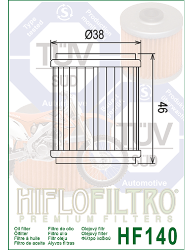 Filtro de Aceite Hiflofiltro HF140