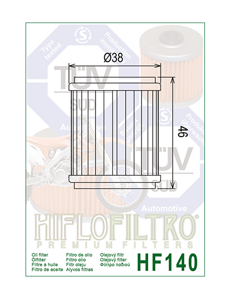Filtro de Aceite Hiflofiltro HF140