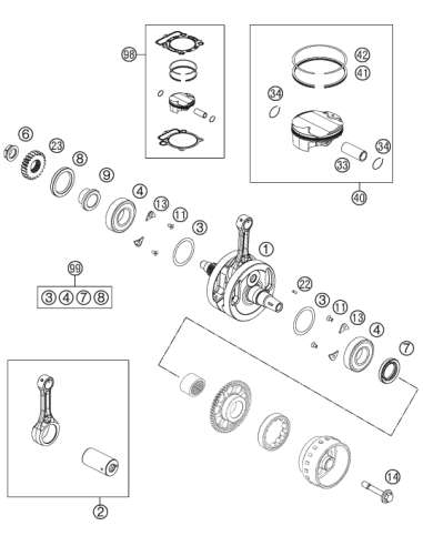 Piston KIT Gr.i 350 Sx-f 13-15 (KTM/HVA/GG) St:70