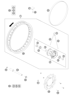 Kit Radios Rueda Delantera 14" KTM SX 65 2012-2024 +...