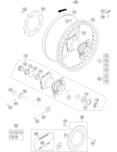 Kit Radios Rueda Trasera 16" KTM SX 85 2013- +...