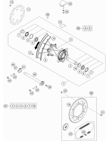 Kit Radios Rueda Trasera 18" GasGas EC 250 + EC...