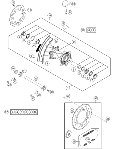 Drivetrain KIT SX 13t/50t (KTM/HVA/GG) St:70