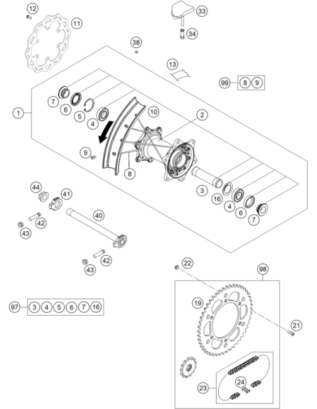 Drivetrain KIT SX 13z/49z (KTM/HVA/GG) St:70