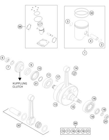 Crankshaf Rep. KIT 250-300 (KTM/HVA/GG) St:70