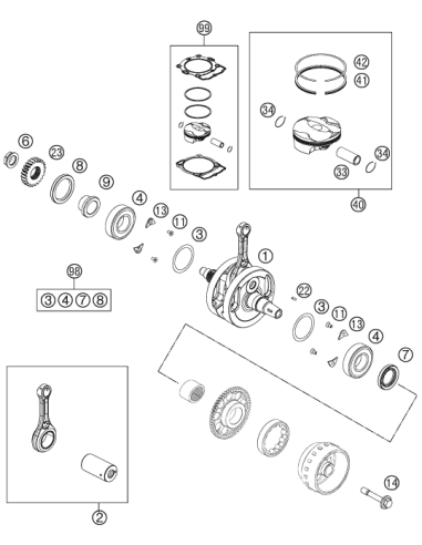 Crankshaft Rep. KIT Sx-f 13-15 (KTM/HVA/GG) St:70