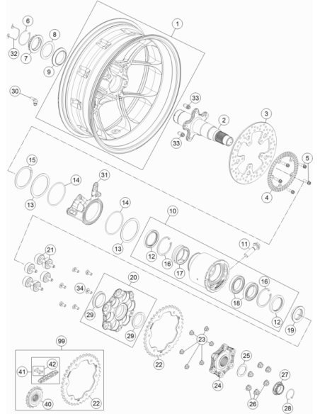 HH Collar Screw M8x25 Tx40 (KTM/HVA/GG)