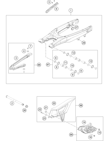 Swingarm Cpl. 2017 (KTM/HVA/GG)