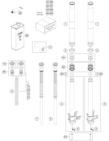 Fork Outer Tube 44,33x515 Dt54 Db57 (WP)