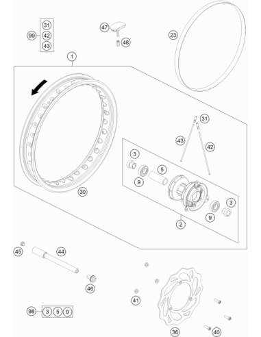 Front HUB Cmpl. KTM 65 SX 2019 (KTM/HVA/GG) St:60