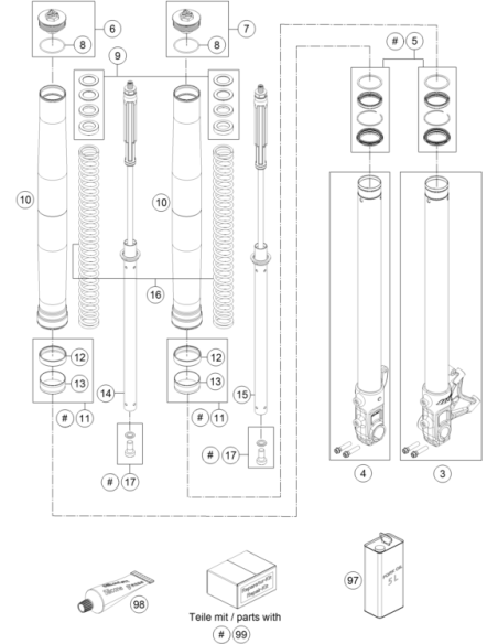 Axle Clamp L/S With Tube Cpl. (KTM/HVA/GG)