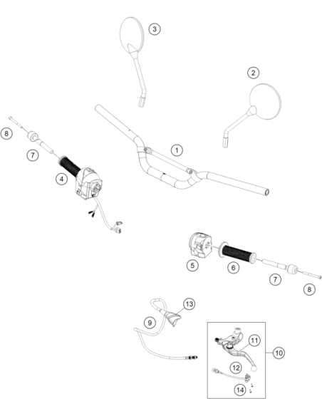 Rear View Mirror, Left/right (KTM/HVA/GG)