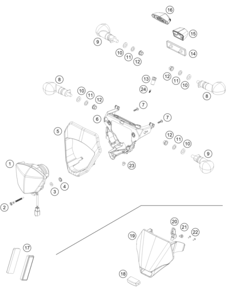 Catadióptrico Rectangular Rojo Homologado Original KTM/Husqvarna/GasGas