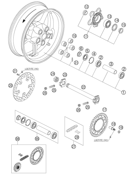 Chain Tension Adjuster, Right, LC8 (KTM/HVA/GG) St:70