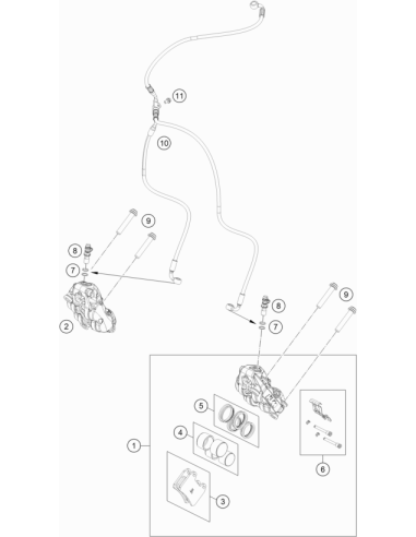 Brake Line, Front Brake Caliper (WP)