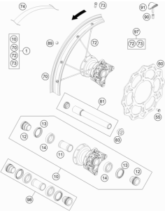 Front Axle Cpl. '12 (KTM/HVA/GG) St:70 2