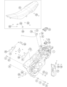 Tank Retaining Plate, Left, Cmpl. (KTM/HVA/GG)