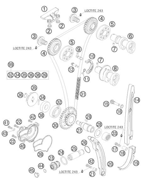 Cadena de Distribución 108 pasos Original KTM/Husqvarna/GasGas