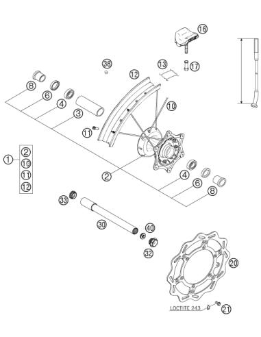 Wheel Spin. Front D26 M24x1.5 07 (KTM/HVA/GG)...