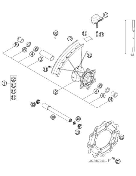 Wheel Spin. Front D26 M24x1.5 07 (KTM/HVA/GG) St:70