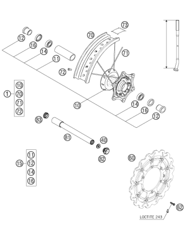 Wheel Spin. Front D26 M24x1.5 07 (KTM/HVA/GG)...