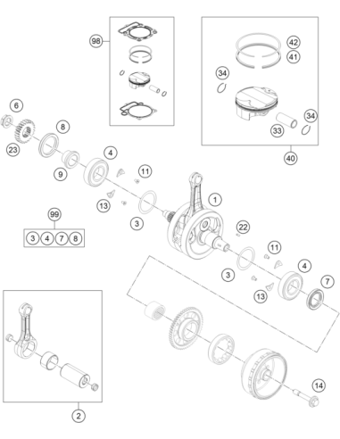 Piston KIT GR. I 350 Exc-f 14 (KTM/HVA/GG)