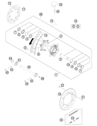 Buje Rueda Trasera Plata Original GasGas MC 125...