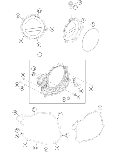 Clutch Cover Cpl. (KTM/HVA/GG) St:50