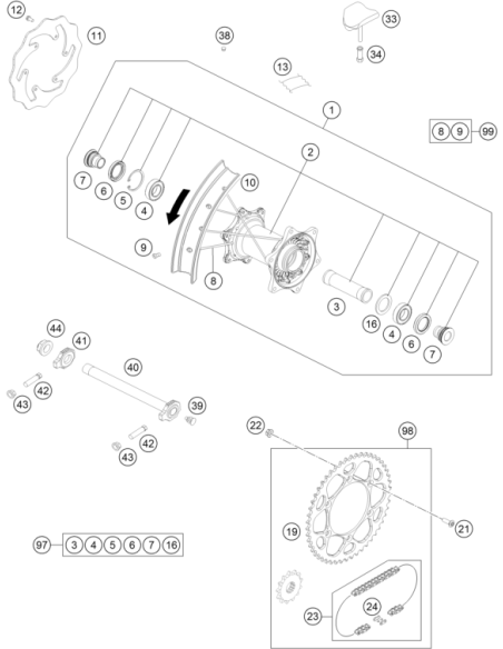 Cabecilla de Radio Color Aluminio M4.5 Original KTM/Husqvarna/GasGas St:70
