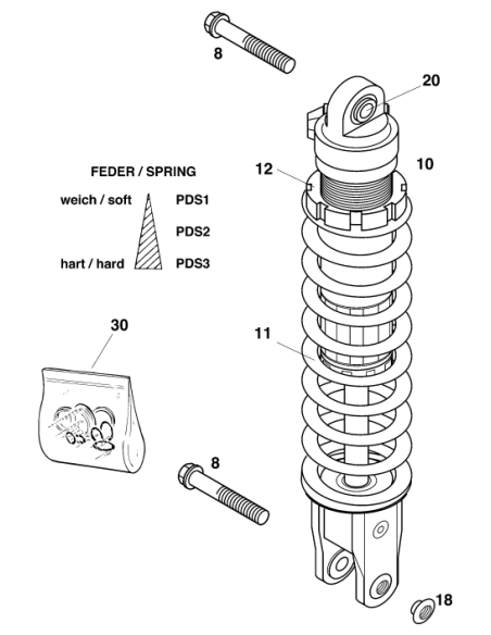 Shock Spring L= 250 75-96 N/mm White (WP)
