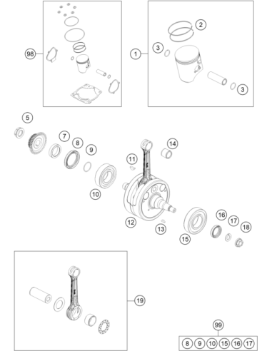 Pistonkit Gr.i MX 250 (KTM/HVA/GG) St:60