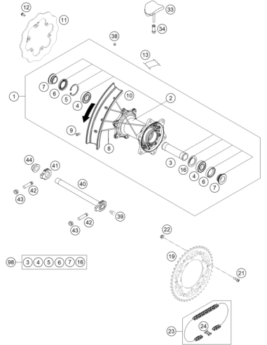Rear Wheel HUB Cmpl. (KTM/HVA/GG)