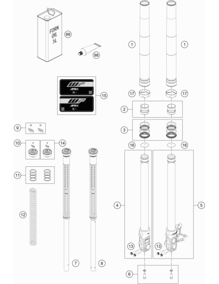 Adjuster KIT Fork (KTM/HVA/GG) St:70