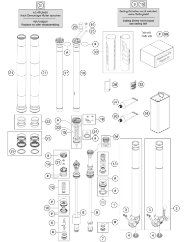 Adjuster KIT Screw CAP Compression (KTM/HVA/GG)