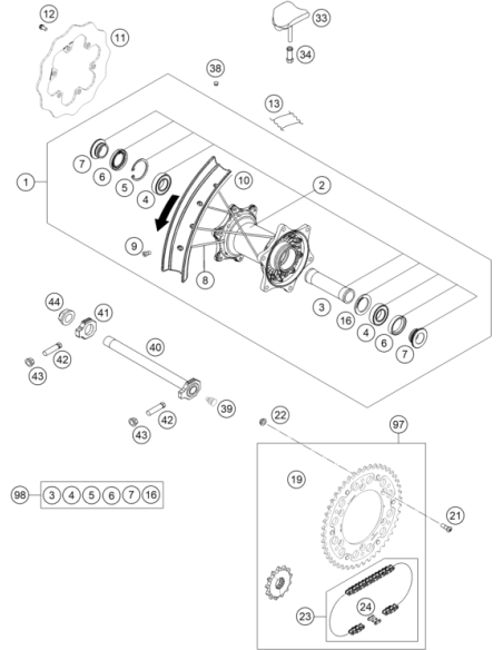 Drivetrain SET XC 14t/45t (KTM/HVA/GG)