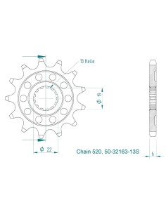 Piñón S-Tell 13 Dientes TM Racing EN 250/300 2008-2020 +...