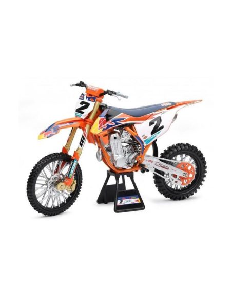 Moto miniatura NewRay KTM 450 SX-F Factory Racing Red Bull #2 Cooper Webb (escala 1:12)