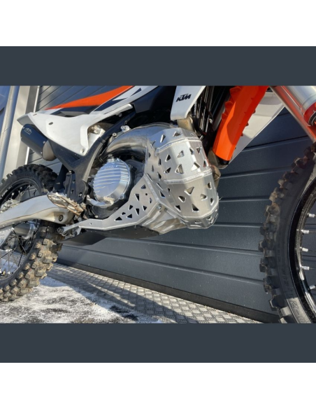 Cubrecarter/Protector Motor y Escape P-Tech Aluminio KTM SX 250 2023- + EXC 250/300 TPI 2024- + Husqvarna TE 250i/350i 2024- + G
