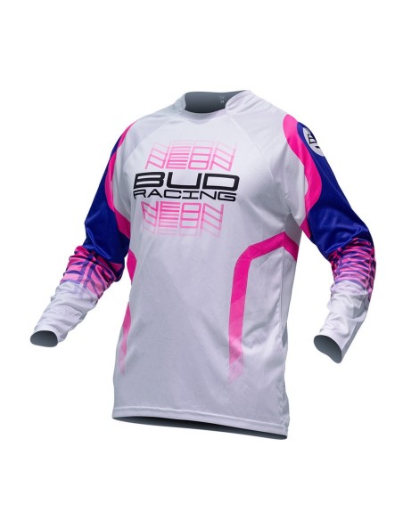 Camiseta Infantil Bud GP Neon Purpura/Rosa Fluor/Blanca