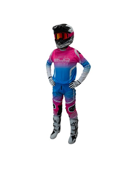 Camiseta Infantil Bud GP Neon Azul Pastel/Rosa Fluor