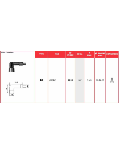 Pipa de Bujia NGK LB05EZ Negra