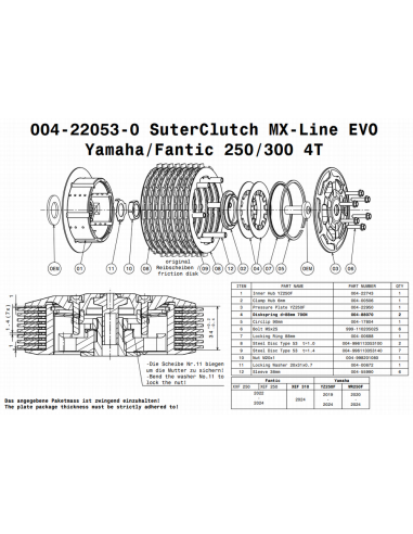 Embrague MX Line Evo Suter Yamaha YZ 250F 2019-...