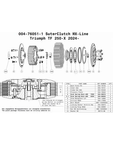 Embrague MX Line Suter Triumph TF 250-X 2024-